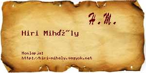 Hiri Mihály névjegykártya